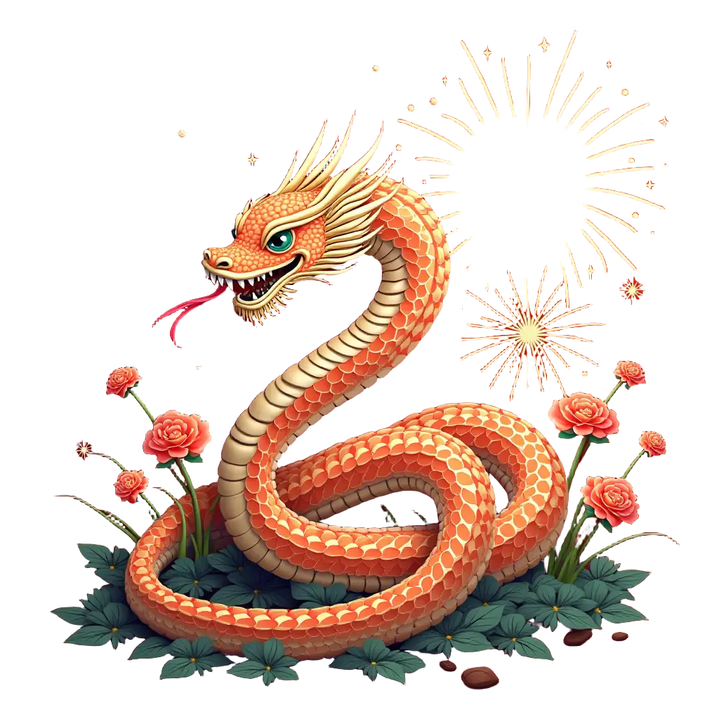 Dragon Serpent and Floral Harmony